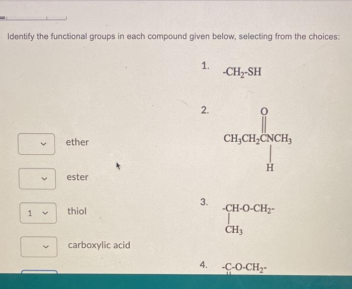 Solved Identify the functional groups in each compound given | Chegg.com