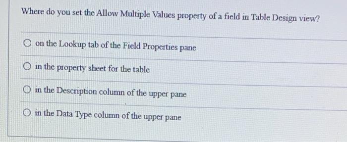 Solved Where do you set the Allow Multiple Values property | Chegg.com