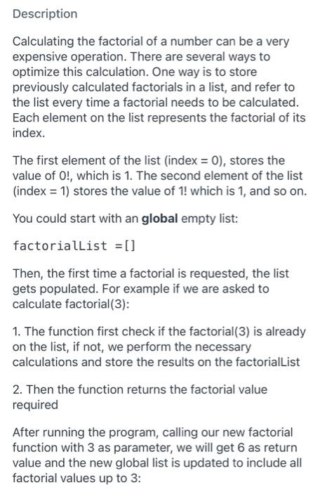 Solved Description Calculating the factorial of a number can | Chegg.com
