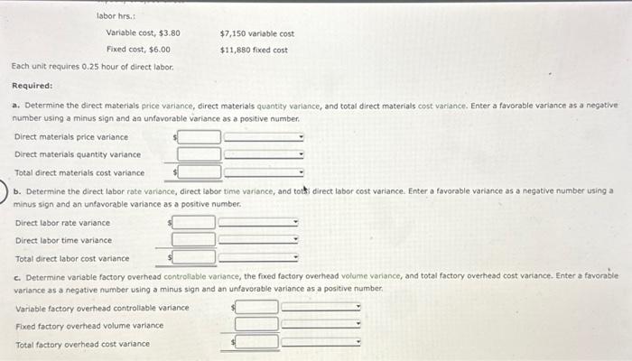 Solved Direct Materials, Direct Labor, and Factory Overhead | Chegg.com