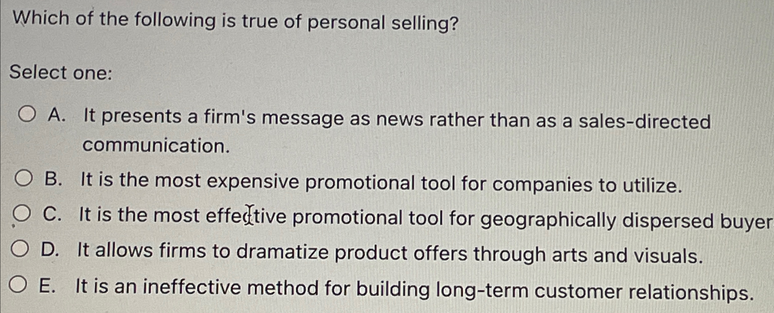 Solved Which of the following is true of personal | Chegg.com