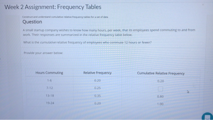 week 2 task assignment frequency