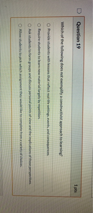 Solved Question 19 1 pts Which of the following does not | Chegg.com
