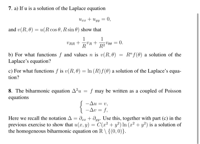 Solved 7 A If U Is A Solution Of The Laplace Equation U Chegg Com