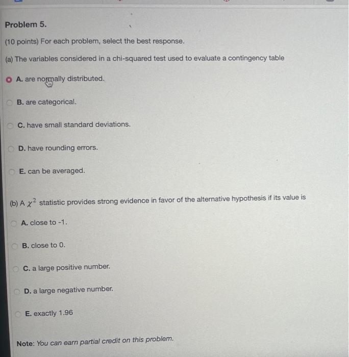 Solved (10 points) For each problem, select the best | Chegg.com