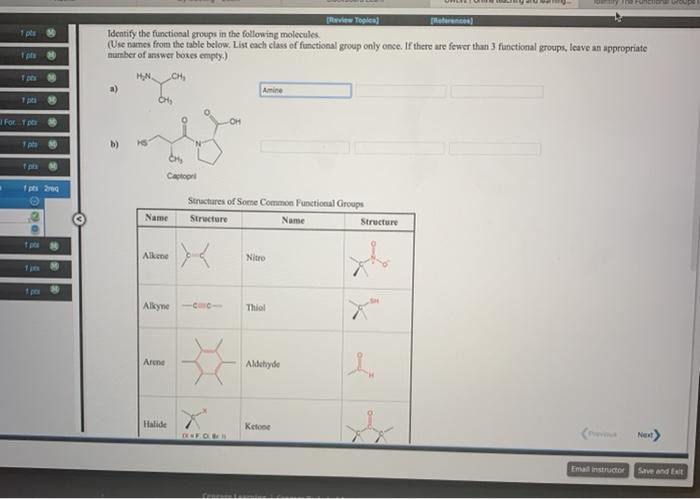 Solved OP 1 pts [Review Togel Identify the functional groups | Chegg.com