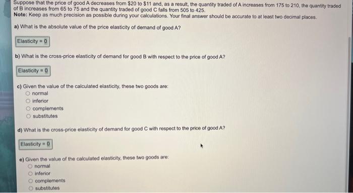 Solved Suppose that the price of good A decreases from $20 | Chegg.com