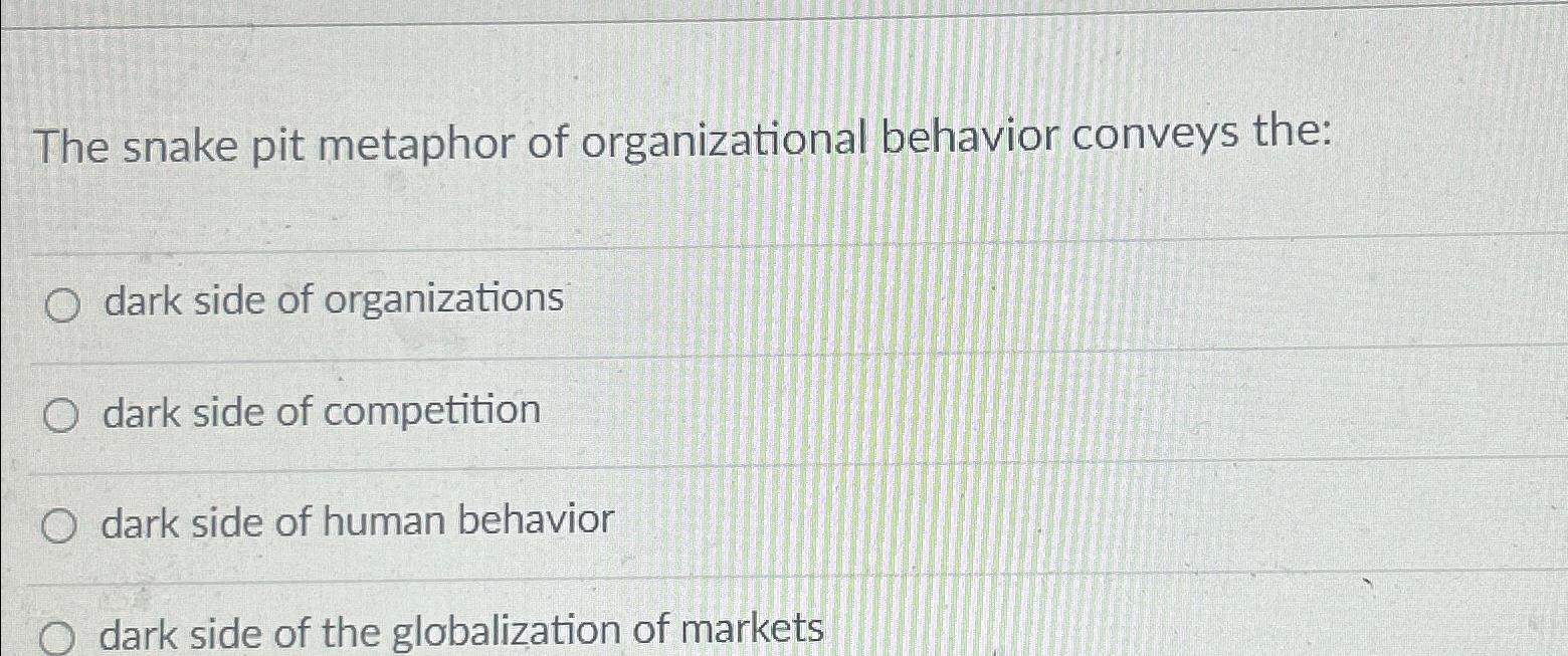 solved-the-snake-pit-metaphor-of-organizational-behavior-chegg