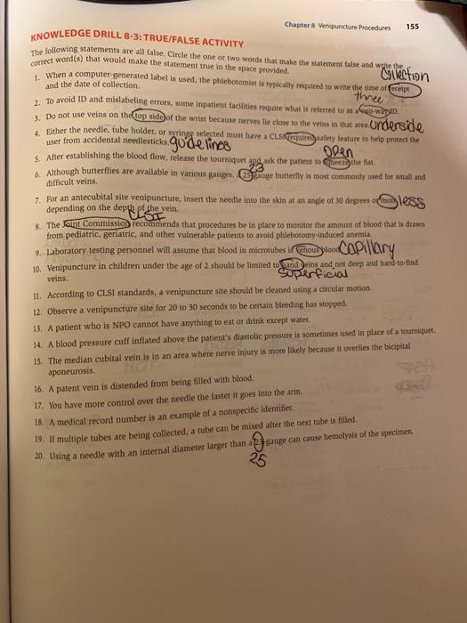 Solved KNOWLEDGE DRILL. 83 TRUE/FALSE ACTIVITY Chapter Is