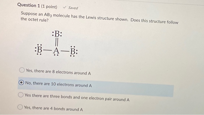 Solved Question 1 1 Point Saved Suppose An Ab3 Molecule 3431