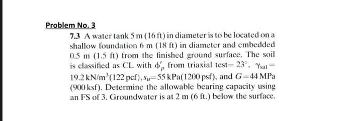 Solved Problem No. 1 7.1 A foundation for a long concrete | Chegg.com