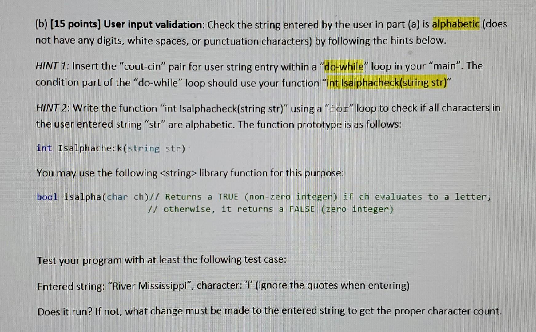 Solved (a) [15 points] Character Search in a String: Write a | Chegg.com