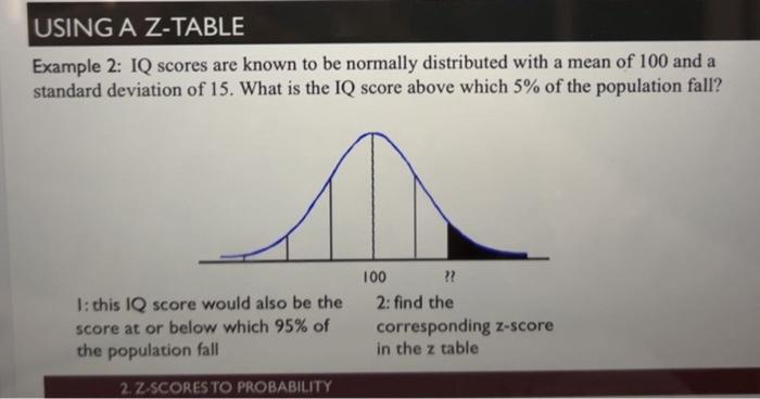 Solved Example 2: IQ scores are known to be normally | Chegg.com