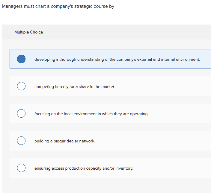 Managers must chart a company's strategic course
