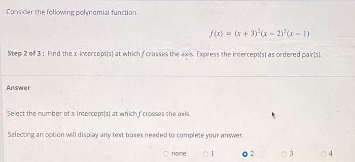 Solved Consider the following polynomial function. | Chegg.com