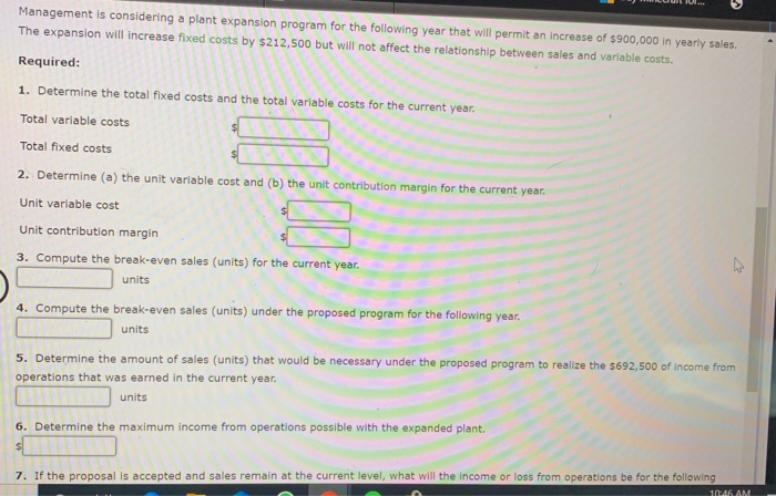 Solved Break Even Sales Under Present And Proposed Chegg