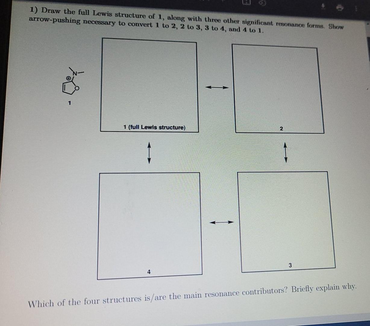 Solved 1) Draw the full Lewis structure of 1, along with | Chegg.com