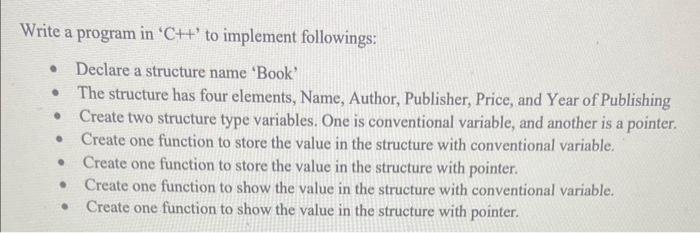 Solved Write a program in ' C++ ' to implement followings: - | Chegg.com