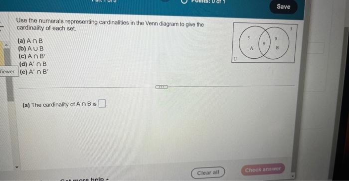 Solved Use The Numerals Representing Cardinalities In The | Chegg.com