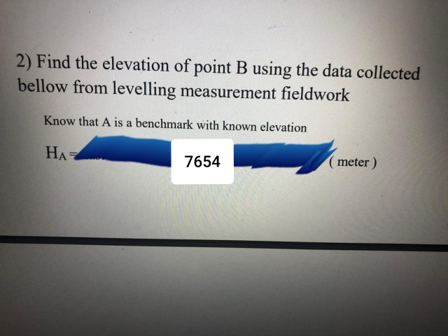 Solved 2) Find The Elevation Of Point B Using The Data | Chegg.com