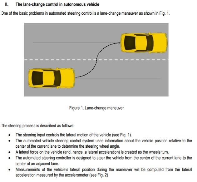 Solved II. The lane-change control in autonomous vehicle One | Chegg.com