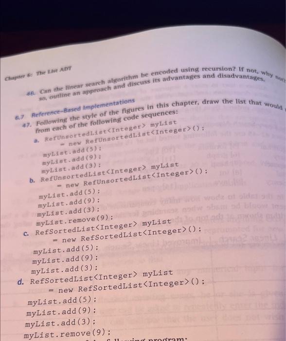 Solved MyList - New RefUn MyList. B. RefUnsort MyList. Add | Chegg.com