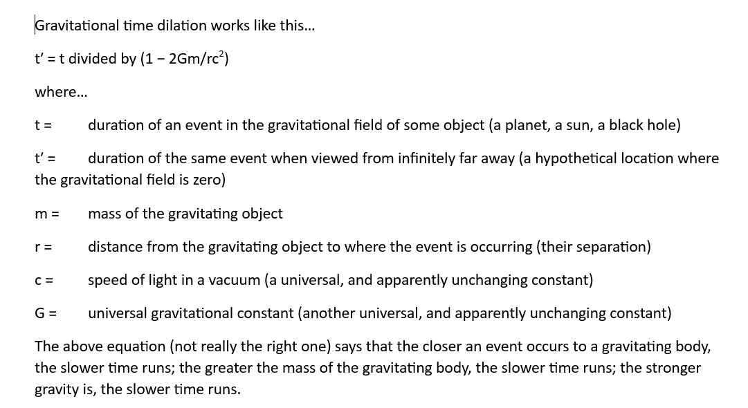 Solved Gravitational time dilation works like this...t'=t | Chegg.com