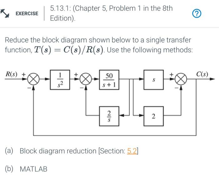 Solved EXERCISE Reduce The Block Diagram Shown Below To A | Chegg.com