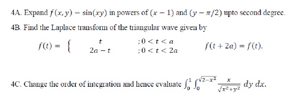 Solved 4A. ﻿Expand f(x,y)=sin(xy) ﻿in powers of (x-1) ﻿and | Chegg.com