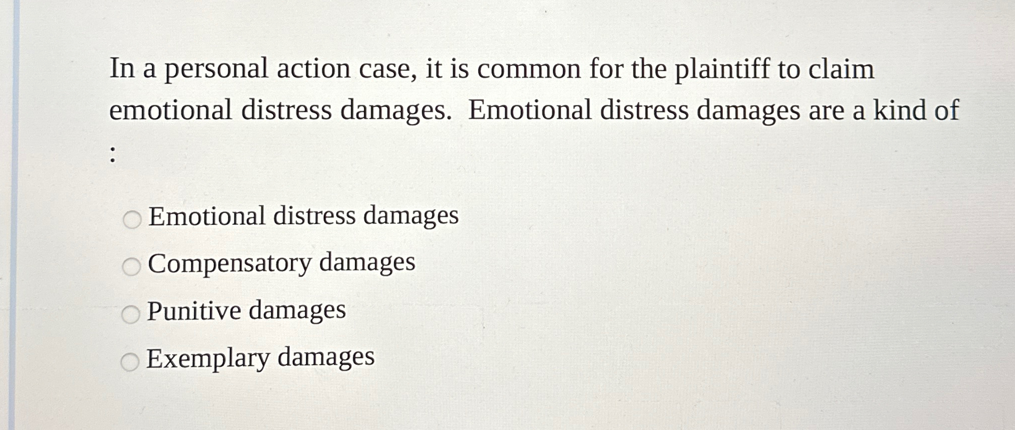 Solved In a personal action case, it is common for the | Chegg.com