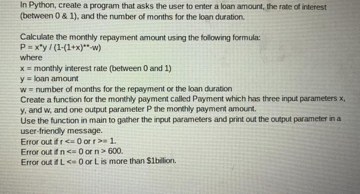 Solved In Python, create a program that asks the user to | Chegg.com