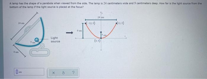 A Lamp Has The Shape Of A Parabole When Viewed From Chegg Com