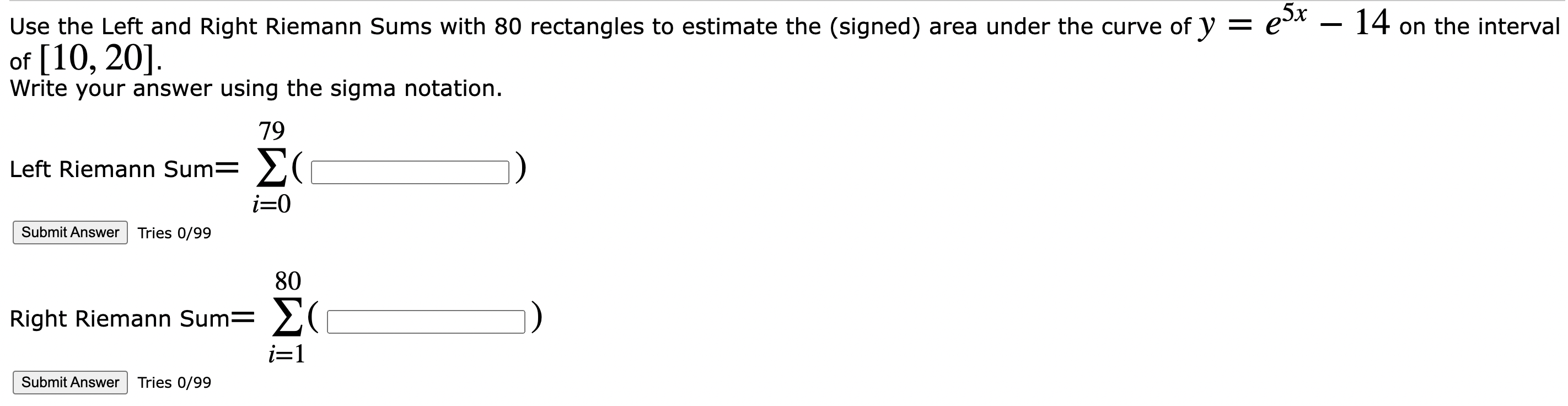 Solved Use the Left and Right Riemann Sums with 80 | Chegg.com