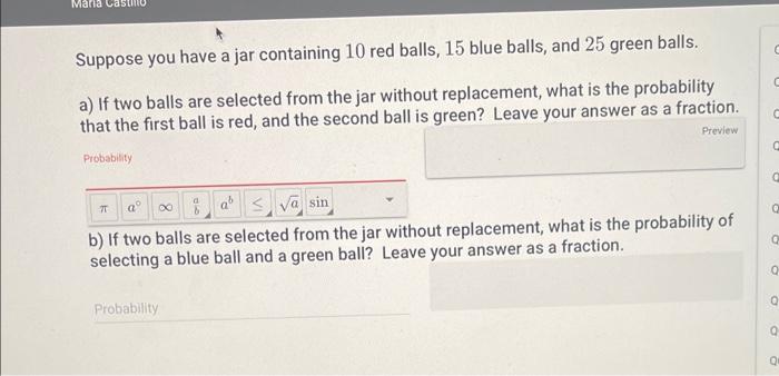 Solved Suppose you have a jar containing 10 red balls, 15 | Chegg.com
