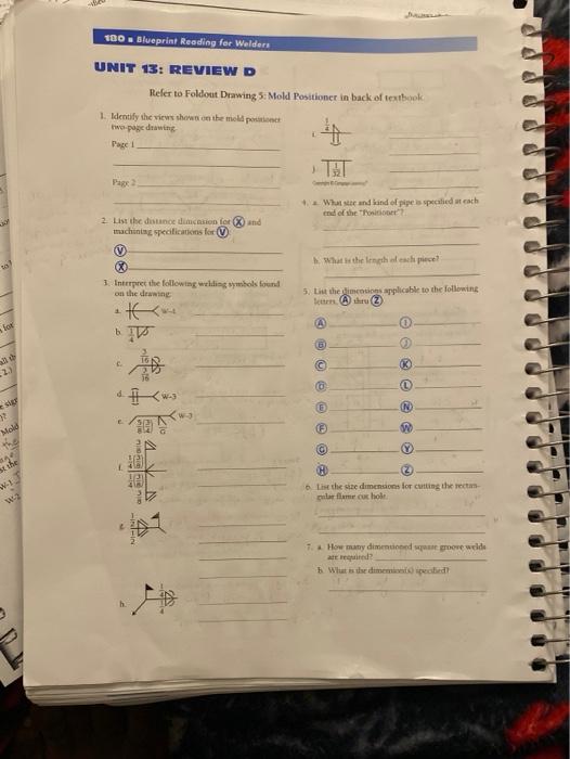 180 Blueprint Reading for Welders UNIT 13: REVIEW D | Chegg.com