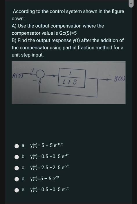 Solved According to the control system shown in the figure | Chegg.com