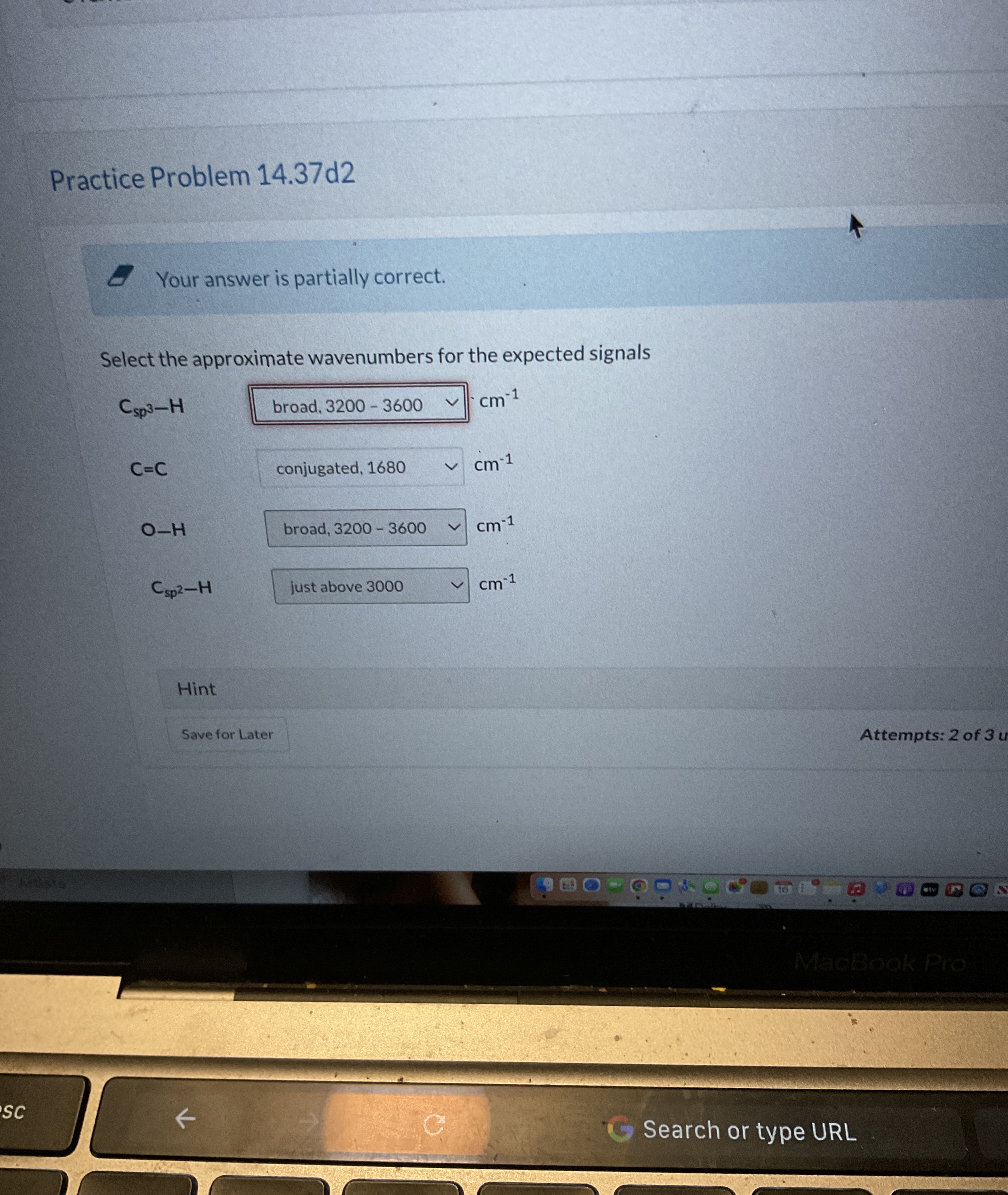 Solved Practice Problem 14.37d2Your answer is partially | Chegg.com