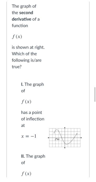 Solved The graph of the second derivative of a function f | Chegg.com
