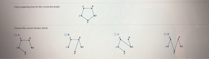 Solved Find a spanning tree for the connected graph D Choose | Chegg.com