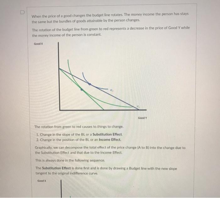 Solved When the price of a good changes the budget line | Chegg.com