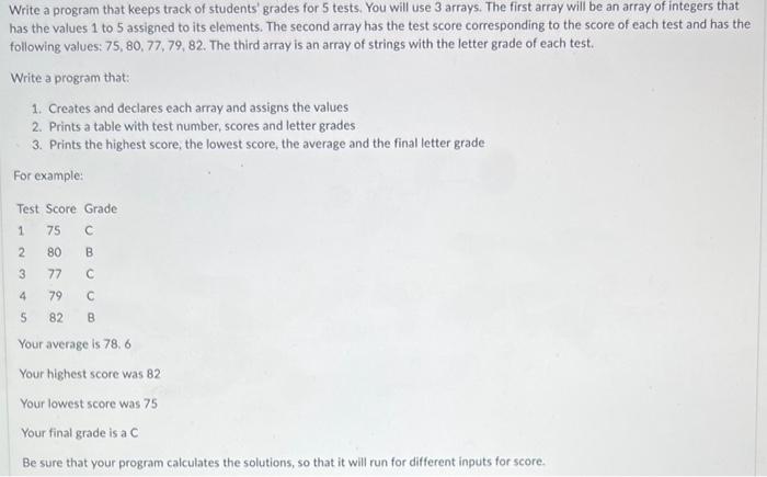 Solved Write a program that keeps track of students' grades | Chegg.com