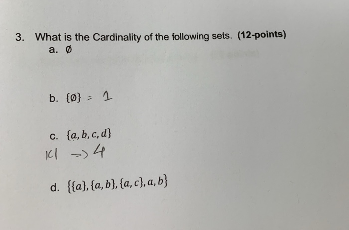 Solved 3. What Is The Cardinality Of The Following Sets. | Chegg.com