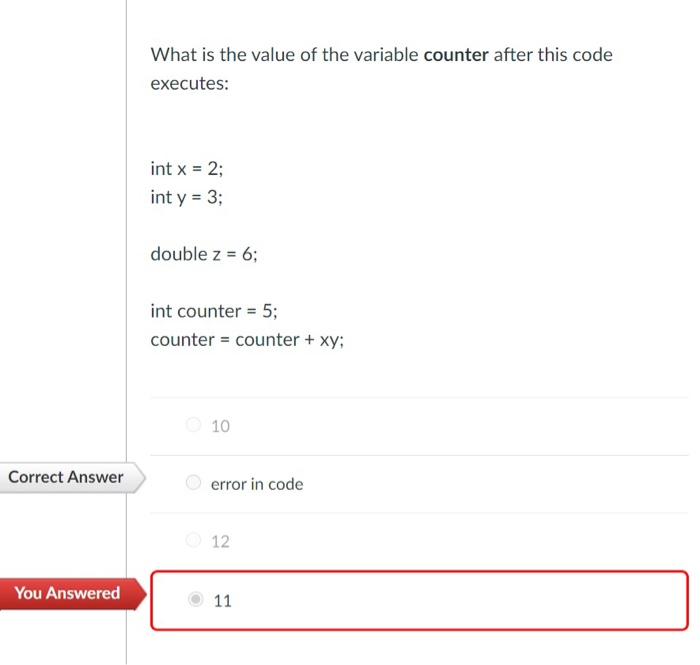 Solved Why is error in code the correct answer and not 11? | Chegg.com
