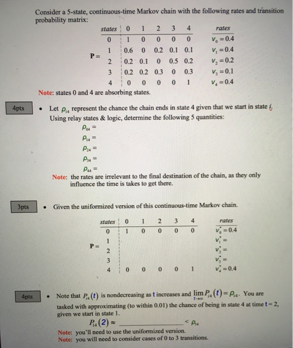Consider a 5-state, continuous-time Markov chain with | Chegg.com