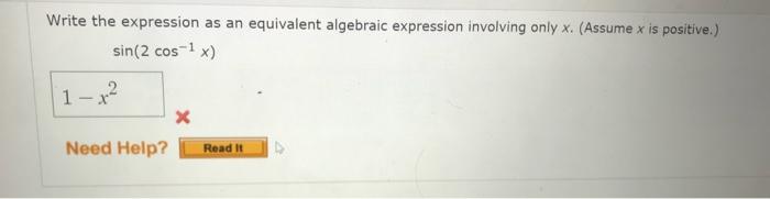 Solved Write the expression as an equivalent algebraic | Chegg.com