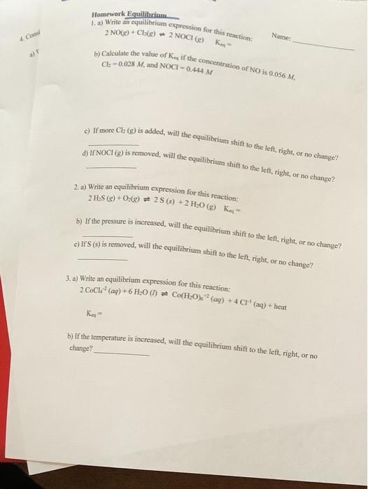 Solved Homework Equilibrium 1. a) Write an equilibrium | Chegg.com