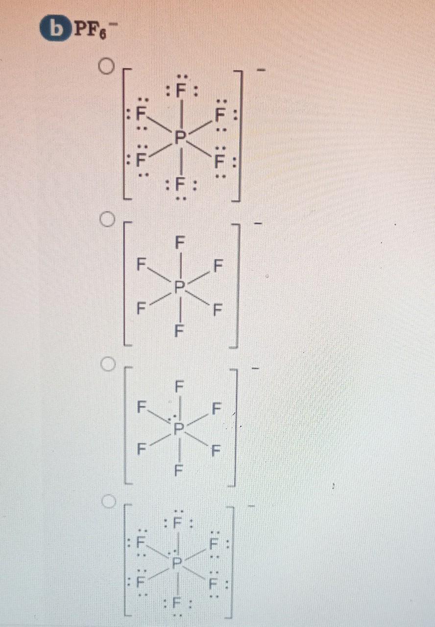 Solved Choose the Lewis structures for the following | Chegg.com