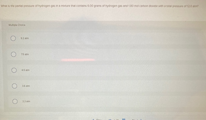 Solved What is the partial pressure of hydrogen gas in a | Chegg.com