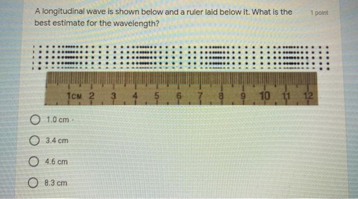 Solved 1 point A longitudinal wave is shown below and a | Chegg.com