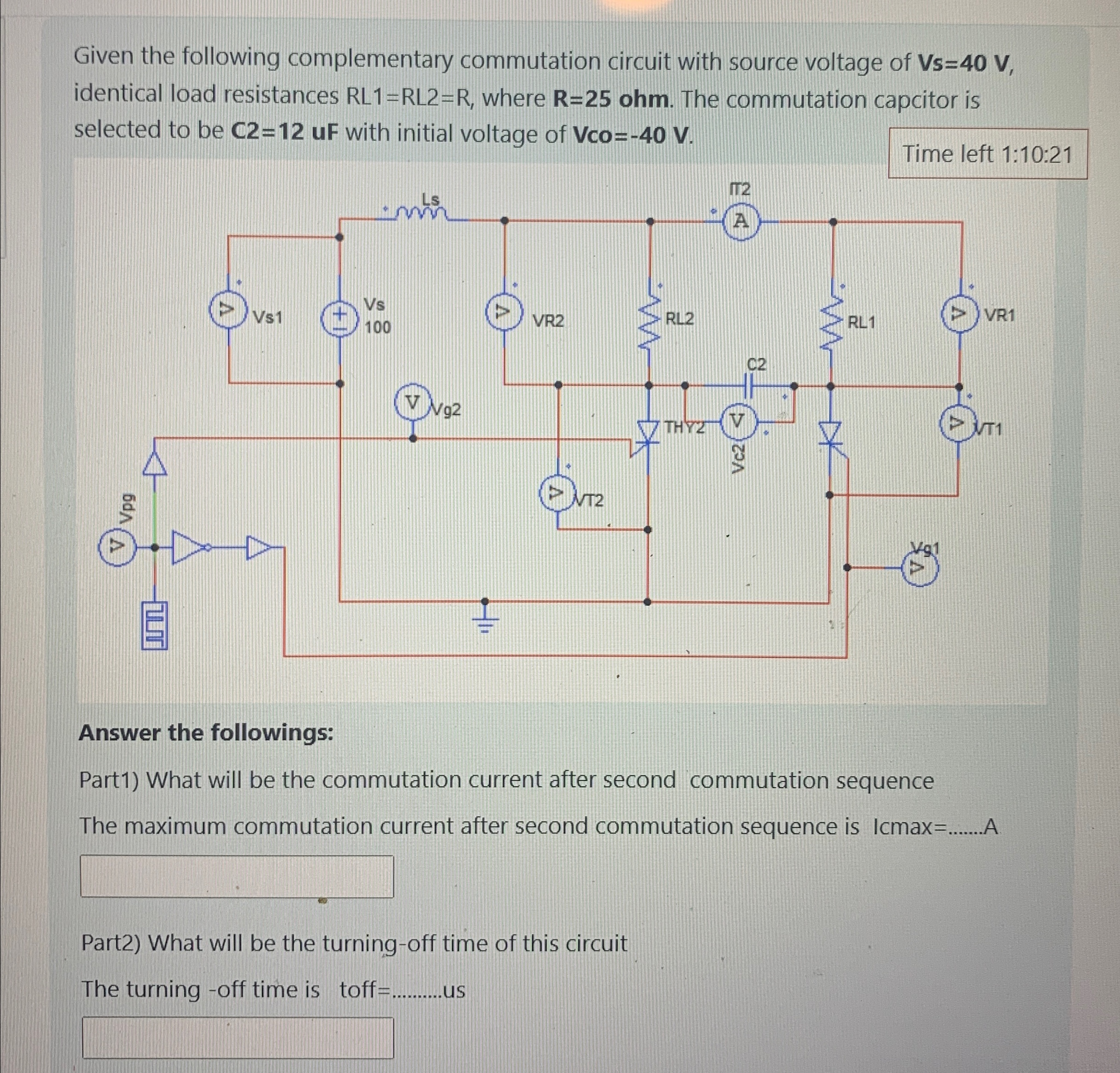 Solved Given the following complementary commutation circuit | Chegg.com